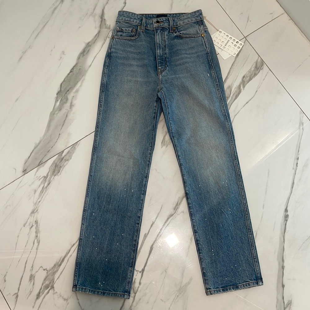 KHAITE Abigail cropped high-rise straight-leg jeans null wash